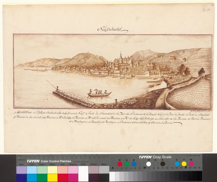 Historical view of Neuchâtel from the lakeshore
