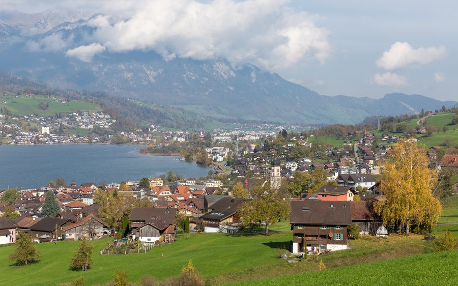 View of Sachseln and Lake Sarnen