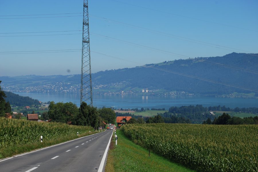 View from the road of Udligenswil to Meierskappel to Lake Zug