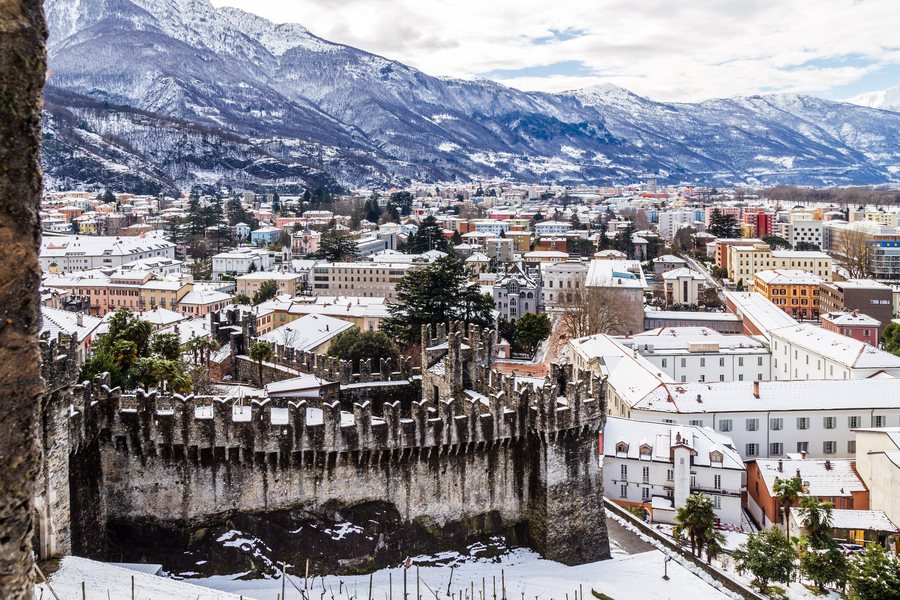 Bellinzona im Winter - Blick vom Castelgrande (2015)