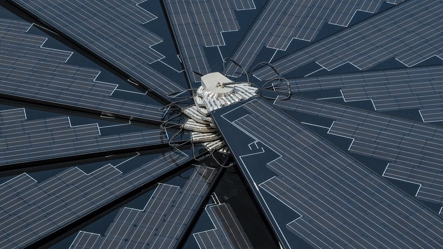 Smartflower solar panel system in Wohlen, Switzerland